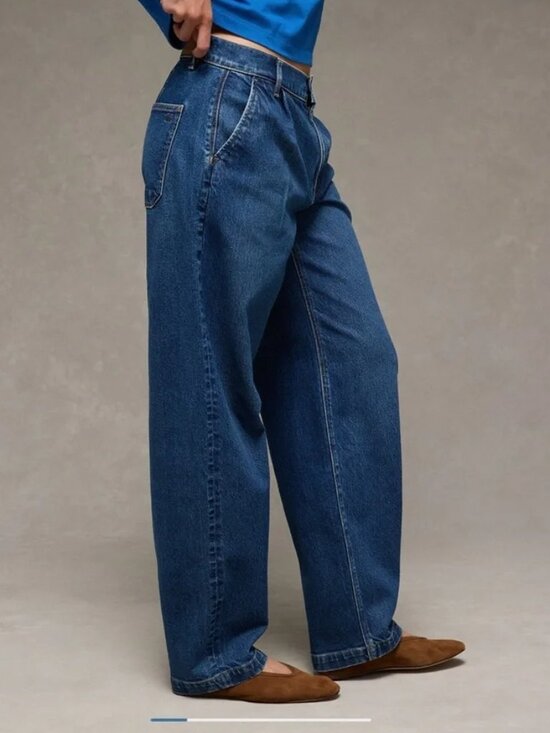 American Eagle Outfitters Denim - NEW NWT! AMERICAN EAGLE BAGGY BARREL JEANS STRIGID PLEATED TROUSER-FRONT sz 14